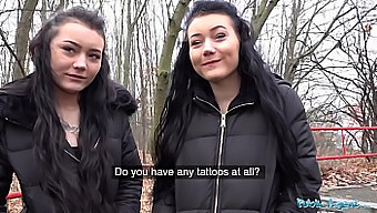 Real European Twins Propositioned On The Street By Public Agent