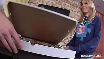 Young Pizza Girl Gives Special Finish To Her Customer