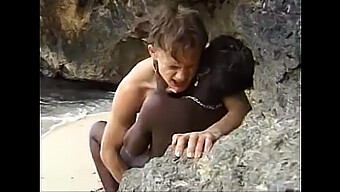 African Schoolgirl Rides Cock On The Beach