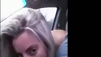 Blonde Amateur Gives A Handjob In A Car