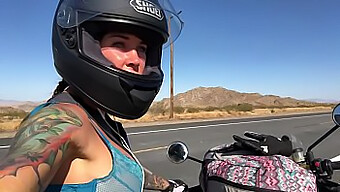 Felicity Feline'S Outdoor Adventure On A Motorcycle With Exposed Boobs