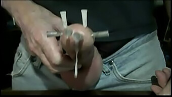 Solo Boy Dominates Self With Needles And Cums