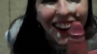 Cumshot On The Face Of An Amateur Babe