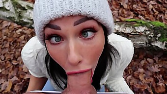 Shaiden Rogue, A Freckled Teen, Gives A Passionate Blowjob And Swallows Cum In The Great Outdoors.