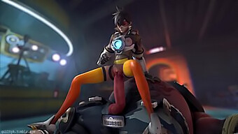 Tracer And Roadhog In An Animated Overwatch Encounter With Sound Effects