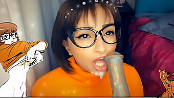 Scooby Doo Inspired Porn With Velma Giving A Blowjob To A Monster Until It Ejaculates In Her Mouth