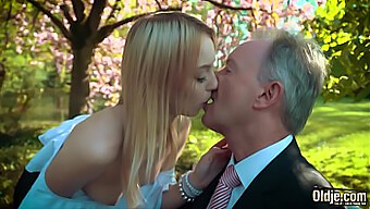 A Mature Man Gets Pleasure From A Young Blonde Who Swallows His Semen