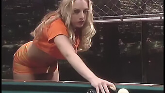 A Well-Endowed Blonde Receives Anal Fingering And A Pool Cue Inserted Inside Her